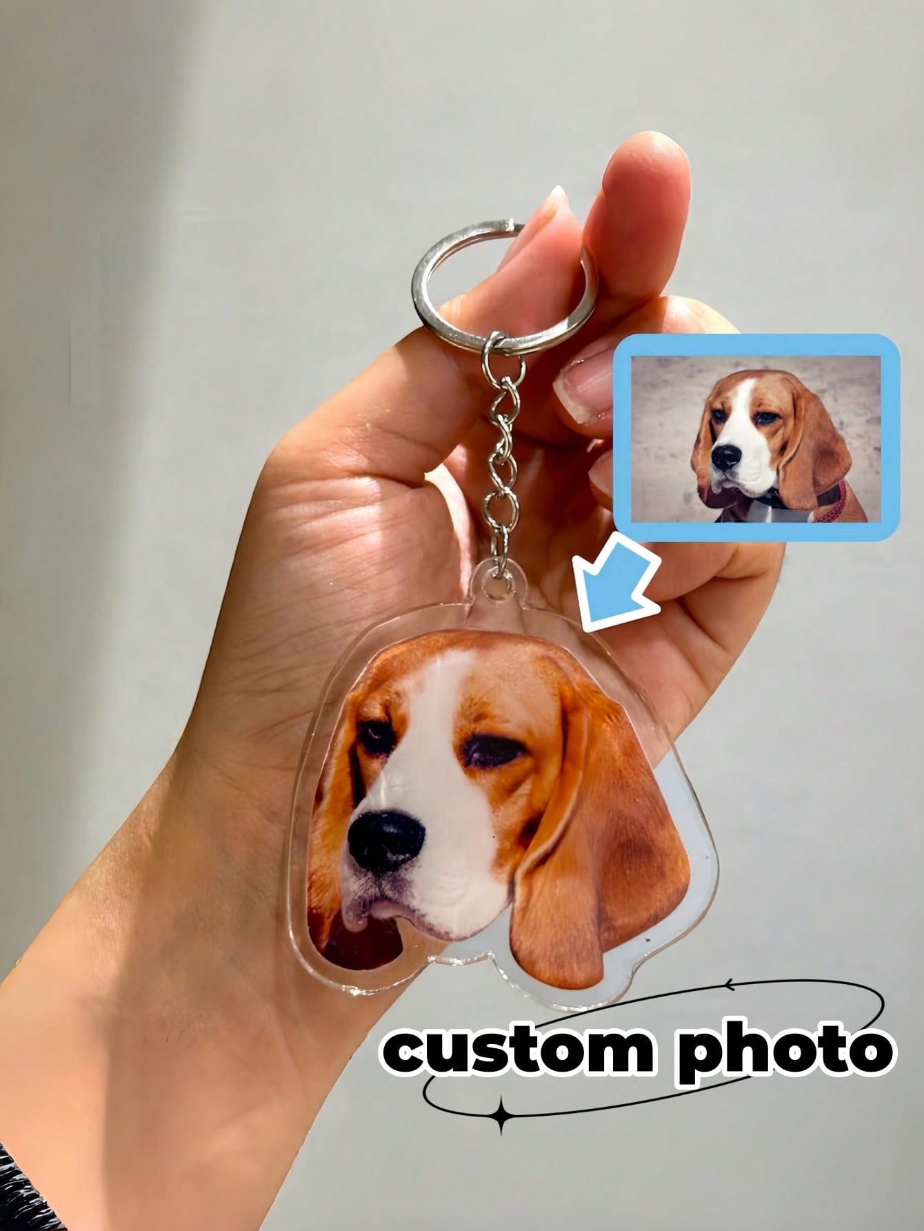 Custom Pet Acrylic Portrait Keychain